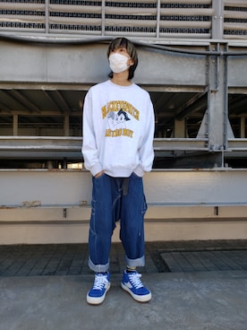 「BlackEyePatch（ブラックアイパッチ）のアイテム（スウェット）」を使った、にしおさん（メンズ・180cm）の秋コーディネート