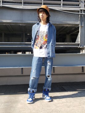 「MCM（エムシーエム）のアイテム（帽子）」を使った、にしおさん（メンズ・180cm）の冬コーディネート