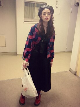 「KIKIのアイテム」を使った、🥀𝓚𝓞𝓑𝓐𝓡𝓤 🥀さん（レディース・158cm）の秋コーディネート