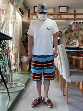 「アイテム（モカシン/デッキシューズ、レッド系）」を使った、cbabcさん（メンズ・168cm）の春コーディネート