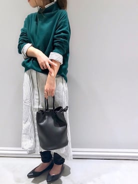 「SHARE PARK（シェアパーク）のアイテム（シャツワンピース）」を使った、Y.Myuさん（レディース・151cm）の秋コーディネート