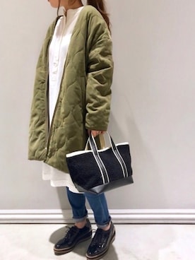 「SHARE PARK（シェアパーク）のアイテム（その他アウター）」を使った、Y.Myuさん（レディース・151cm）の秋コーディネート