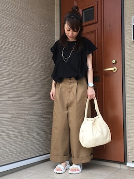 「EN ROUTE（アンルート）のアイテム（パンツ）」を使った、高野軍曹さん（レディース・158cm）の夏コーディネート