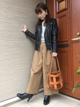 「EN ROUTE（アンルート）のアイテム（パンツ）」を使った、高野軍曹さん（レディース・158cm）の秋コーディネート