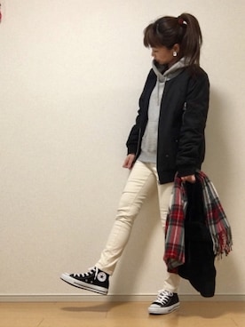 「UNITED ARROWS（ユナイテッドアローズ）のアイテム（MA-1）」を使った、高野軍曹さん（レディース・158cm）の冬コーディネート