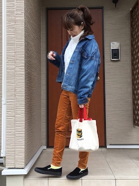 「ニコアンド」｜「アイテム（スリッポン）」を使った、高野軍曹さん（レディース・158cm）の冬コーディネート