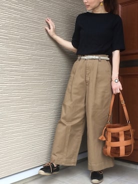 「EN ROUTE（アンルート）のアイテム（パンツ）」を使った、高野軍曹さん（レディース・158cm）の秋コーディネート