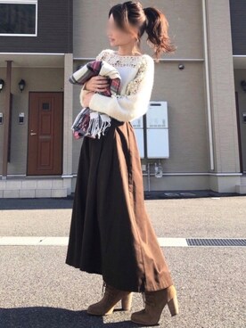 「Cawaii」｜「アイテム（ブーツ）」を使った、高野軍曹さん（レディース・158cm）の秋コーディネート