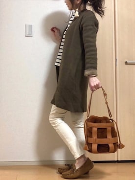 「ボートネック」｜「アイテム（その他アウター）」を使った、高野軍曹さん（レディース・158cm）の冬コーディネート
