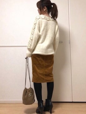 「Cawaii」｜「アイテム（ブーツ）」を使った、高野軍曹さん（レディース・158cm）の冬コーディネート