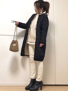 「キルティングコート」｜高野軍曹さん（レディース・158cm）の冬コーディネート