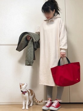 「赤コンバース」｜「アイテム（ブルゾン）」を使った、高野軍曹さん（レディース・158cm）の春コーディネート