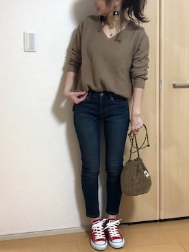 「CONVERSE（コンバース）のconverse（コンバース） ALL STAR OX（オールスターOX）（スニーカー）」を使った、高野軍曹さん（レディース・158cm）の秋コーディネート