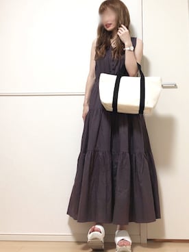 「Daniel Wellington（ダニエルウェリントン）の販売終了 クラシックペティット ボンダイ 32mm（アナログ腕時計）」を使った、高野軍曹さん（レディース・157cm）の夏コーディネート