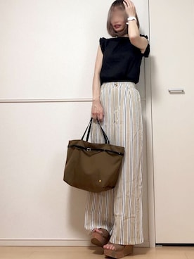 「petitcro」｜「アイテム（サンダル）」を使った、高野軍曹さん（レディース・158cm）の夏コーディネート