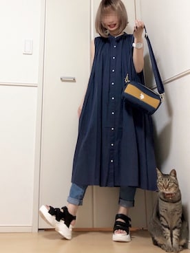 「SonnyLabel」｜「アイテム（アナログ腕時計）」を使った、高野軍曹さん（レディース・158cm）の夏コーディネート