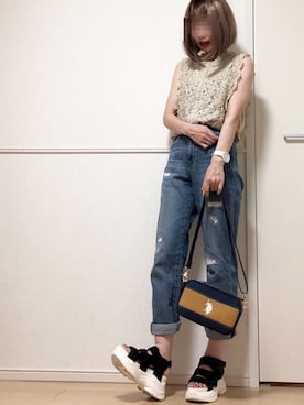 「petitcro」｜「アイテム（サンダル）」を使った、高野軍曹さん（レディース・158cm）の夏コーディネート