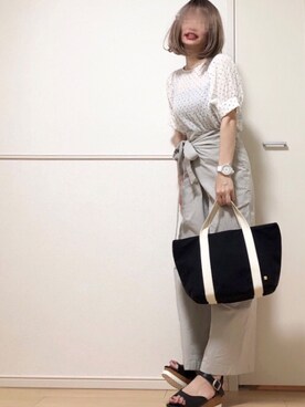 「VIVIAN（ヴィヴィアン）のシルエットと履き心地を追求したプラットフォームストラップ美脚サンダル（サンダル）」を使った、高野軍曹さん（レディース・158cm）の夏コーディネート