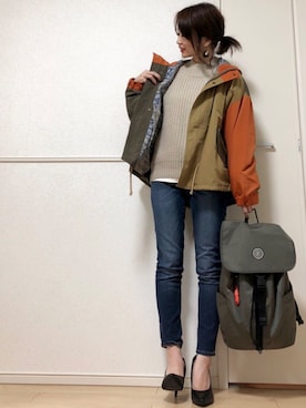 「Ne-net（ネネット）のアイテム（ブルゾン）」を使った、高野軍曹さん（レディース・158cm）の秋コーディネート