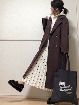 「traditionalweatherwear」｜「アイテム（チェスターコート）」を使った、高野軍曹さん（レディース・158cm）の秋コーディネート