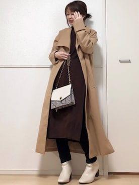 「スリットワンピース」｜「アイテム（その他アウター）」を使った、高野軍曹さん（レディース・158cm）の秋コーディネート