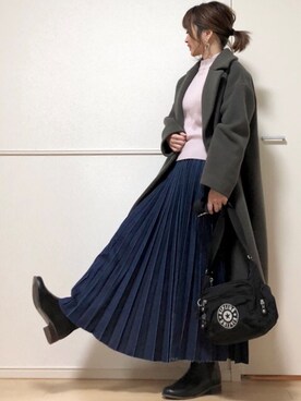 「traditionalweatherwear」｜「アイテム（ステンカラーコート）」を使った、高野軍曹さん（レディース・158cm）の冬コーディネート