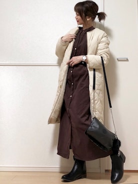 「NOLLEY’S（ノーリーズ）のアイテム（その他アウター）」を使った、高野軍曹さん（レディース・158cm）の冬コーディネート