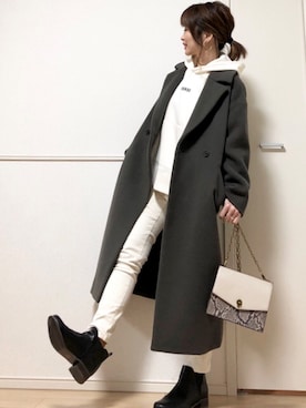 「traditionalweatherwear」｜「アイテム（ステンカラーコート）」を使った、高野軍曹さん（レディース・158cm）の冬コーディネート