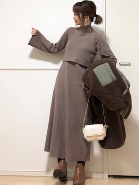 「アントマリーズ」｜「アイテム（その他アウター）」を使った、高野軍曹さん（レディース・158cm）の冬コーディネート