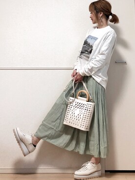 「Aco Design（アコデザイン）のアイテム（スカート）」を使った、高野軍曹さん（レディース・158cm）の春コーディネート