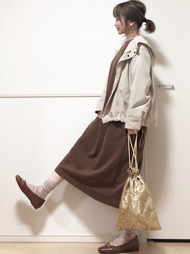 「Ambre Neige（アンブルネージュ）のアイテム（ブルゾン）」を使った、高野軍曹さん（レディース・158cm）の春コーディネート