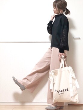 「アイテム（パンプス、グレー系）」を使った、高野軍曹さん（レディース・158cm）の春コーディネート