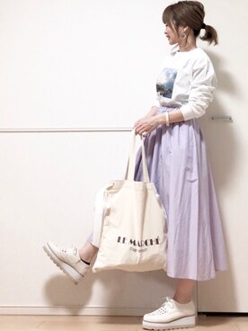 高野軍曹さんの「【WEB限定】【Gigi】綿シルクロングスカート」を使ったコーディネート