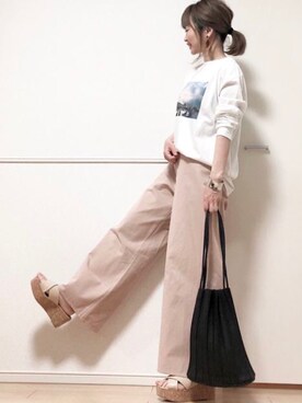 「petitcro（プティクロ）のpetitcro  ワイドバングル PCKB1901001（バングル/リストバンド）」を使った、高野軍曹さん（レディース・158cm）の春コーディネート