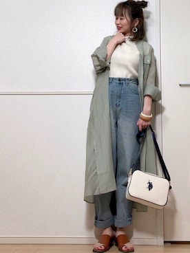 「リップスター」｜「アイテム（シャツワンピース）」を使った、高野軍曹さん（レディース・158cm）の春コーディネート