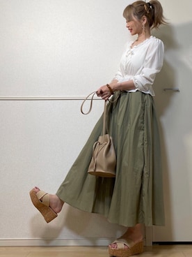 「green（グリーン）のアイテム」を使った、高野軍曹さん（レディース・158cm）の夏コーディネート