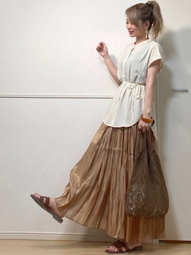 「green（グリーン）のアイテム」を使った、高野軍曹さん（レディース・158cm）の夏コーディネート