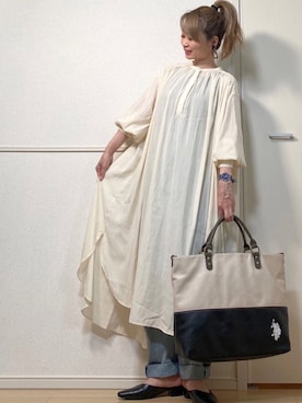 「FUN.TRINITY（ファン トリニティー）のアイテム」を使った、高野軍曹さん（レディース・158cm）の夏コーディネート