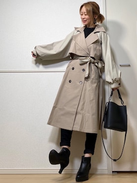 「大ぶりピアス」｜高野軍曹さん（レディース・158cm）の秋コーディネート
