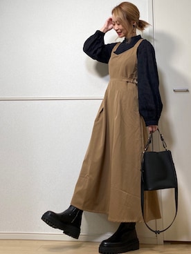 「ATTRANGS（アットランス）のアイテム」を使った、高野軍曹さん（レディース・158cm）の秋コーディネート