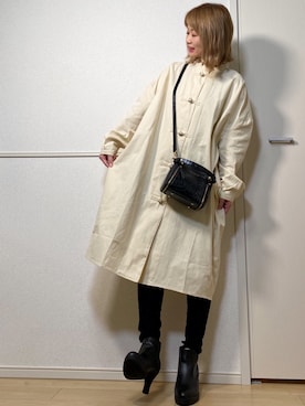 「sakishimatokyo（サキシマトーキョー）のアイテム（ノーカラージャケット）」を使った、高野軍曹さん（レディース・158cm）の秋コーディネート