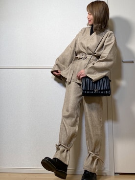 「Happy John（ハッピージョン）のアイテム（パンツ）」を使った、高野軍曹さん（レディース・158cm）の秋コーディネート