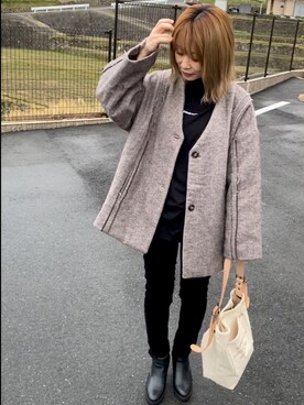 「Happy John（ハッピージョン）のアイテム（ブルゾン）」を使った、高野軍曹さん（レディース・158cm）の冬コーディネート