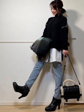 「ancloset」｜「アイテム（アクセサリー）」を使った、高野軍曹さん（レディース・158cm）の冬コーディネート