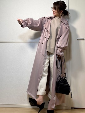「AmbreNeige」｜「アイテム（トレンチコート）」を使った、高野軍曹さん（レディース・158cm）の冬コーディネート