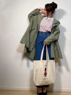 「アイテム（マウンテンパーカー）」を使った、高野軍曹さん（レディース・158cm）の春コーディネート