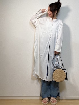 「RECTANGLE」｜「アイテム（ワンピース/ドレス）」を使った、高野軍曹さん（レディース・158cm）の春コーディネート