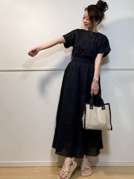 「ベルトサンダル」｜「アイテム（ワンピース/ドレス）」を使った、高野軍曹さん（レディース・158cm）の春コーディネート