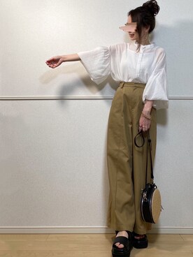 「AmbreNeige」｜「アイテム（チノパンツ）」を使った、高野軍曹さん（レディース・158cm）の春コーディネート