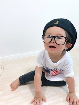 「KANGOL（カンゴール）のアイテム（ハンチング/ベレー帽）」を使った、ᴀᴏʜᴀさん（キッズ・74cm）の夏コーディネート